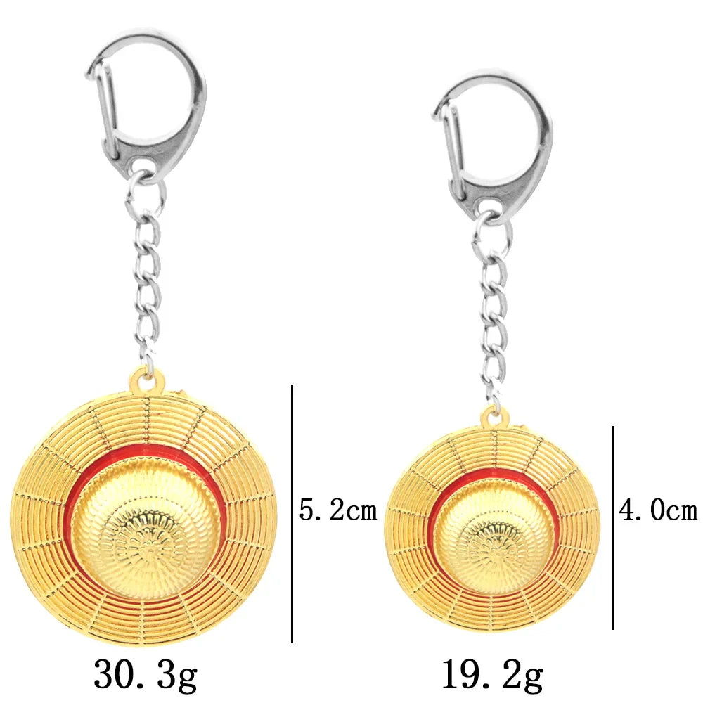 Straw Hat Metal Keychain