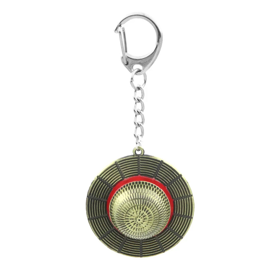 Straw Hat Metal Keychain