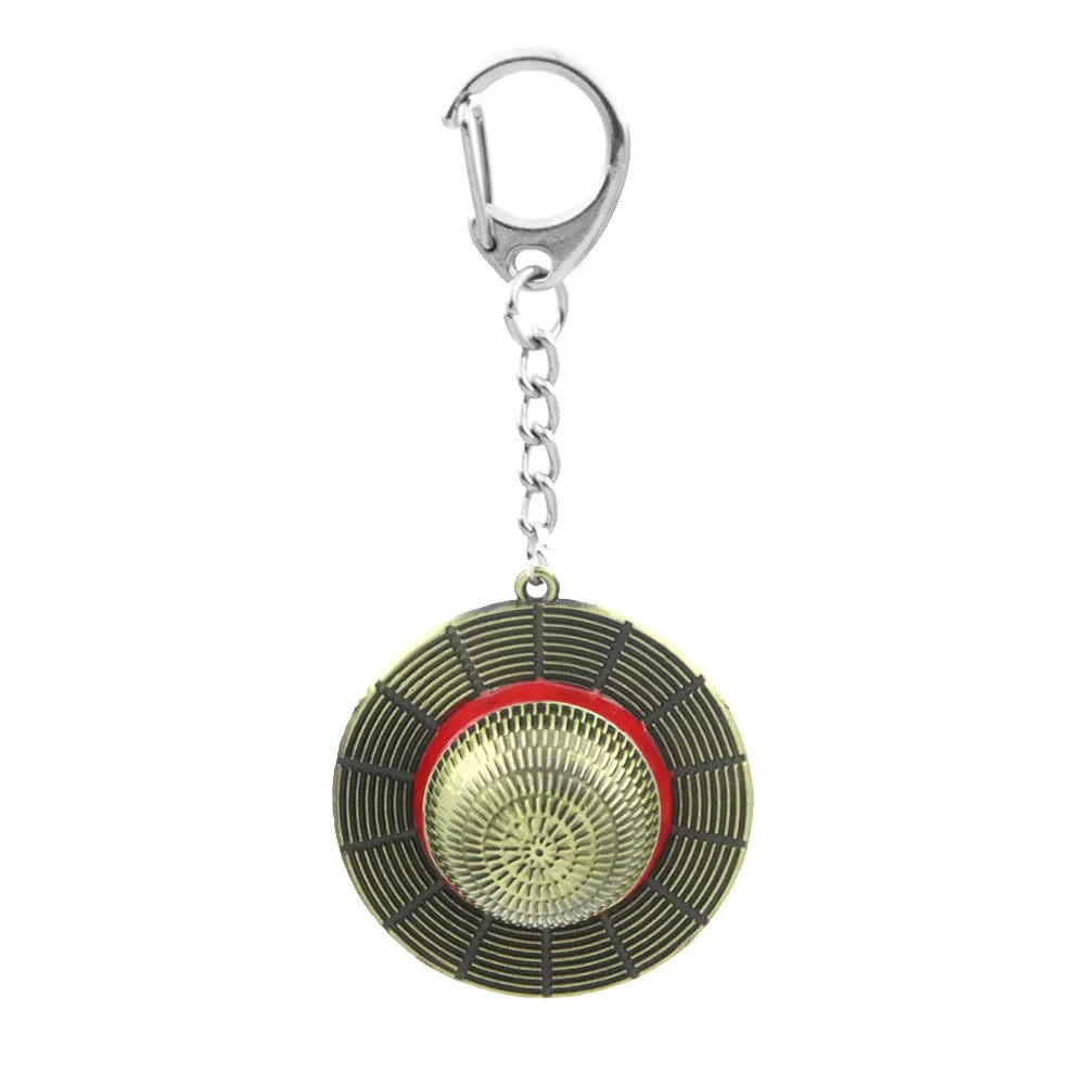 Straw Hat Metal Keychain