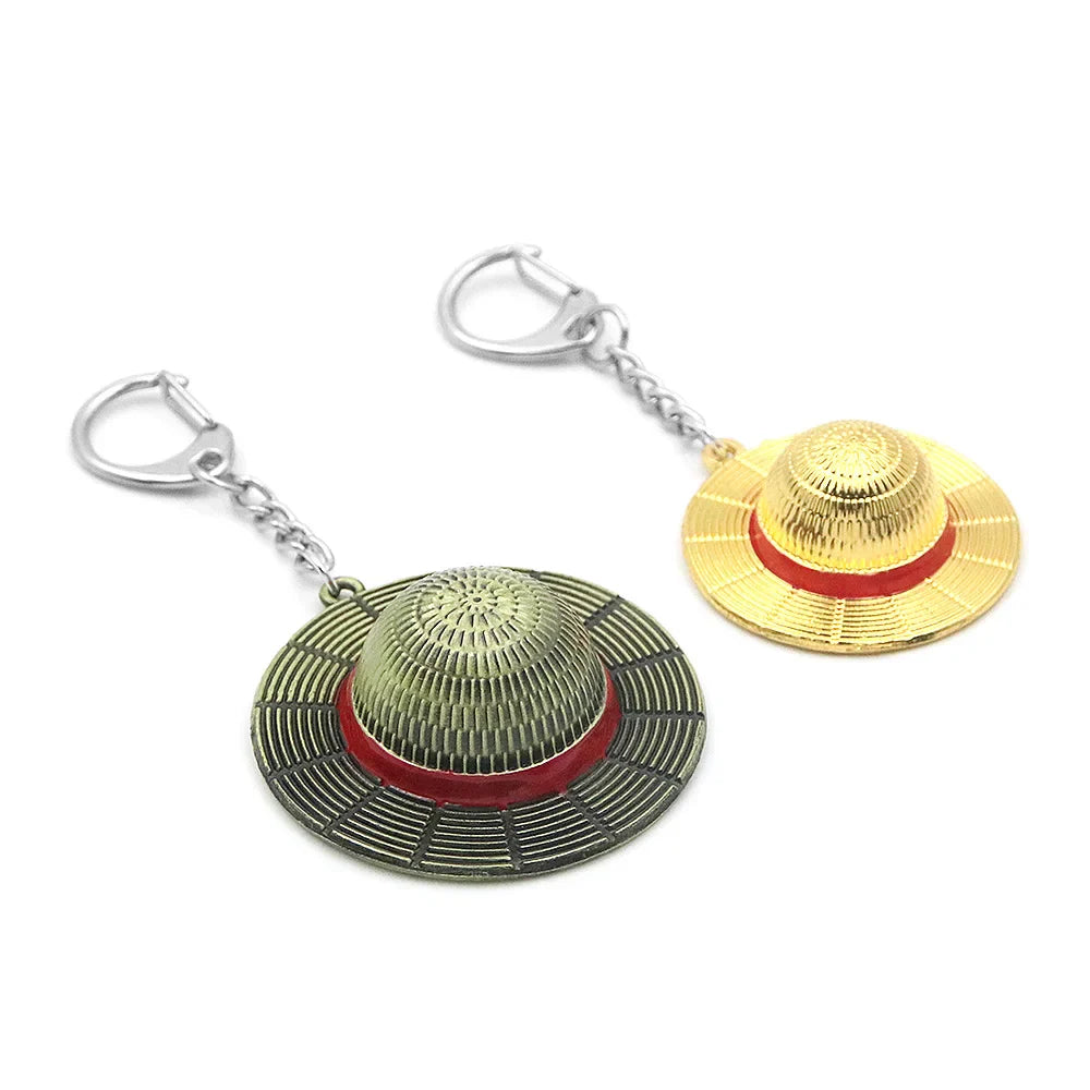 Straw Hat Metal Keychain