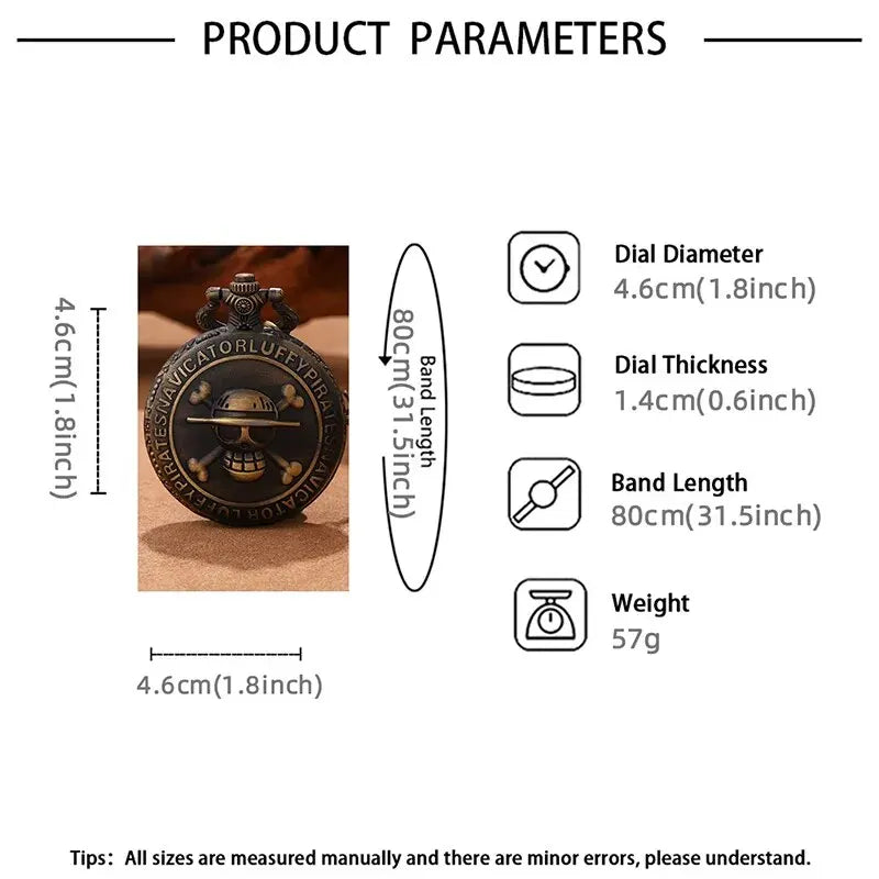 Retro Punk Pirate Captain Quartz Pocket Watch