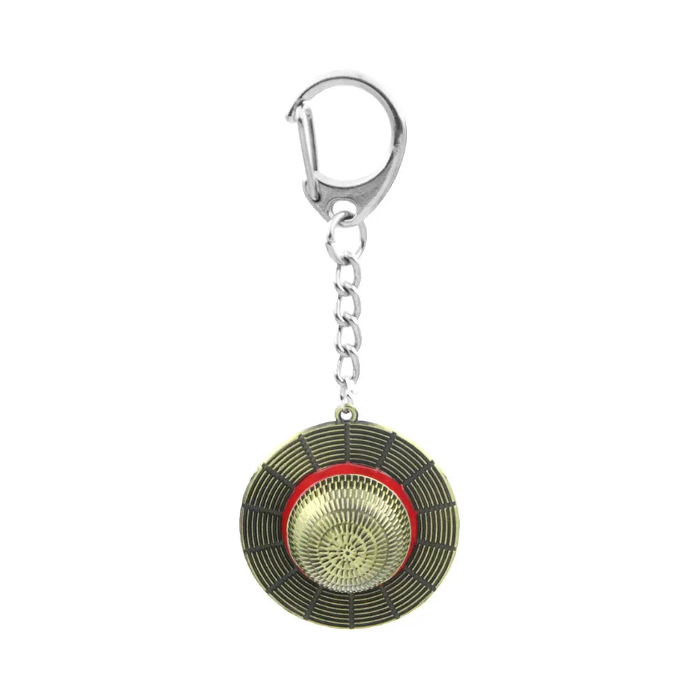 Straw Hat Metal Keychain