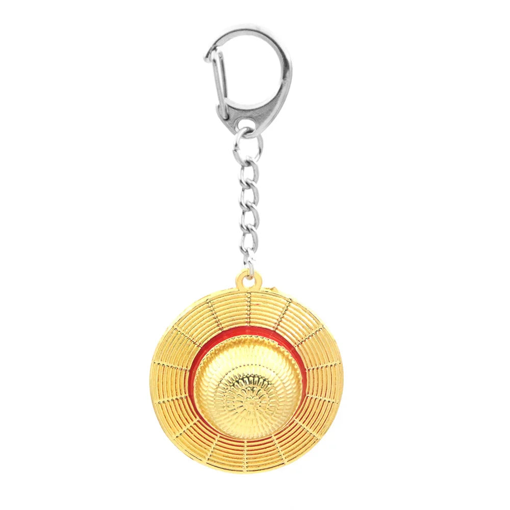 Straw Hat Metal Keychain