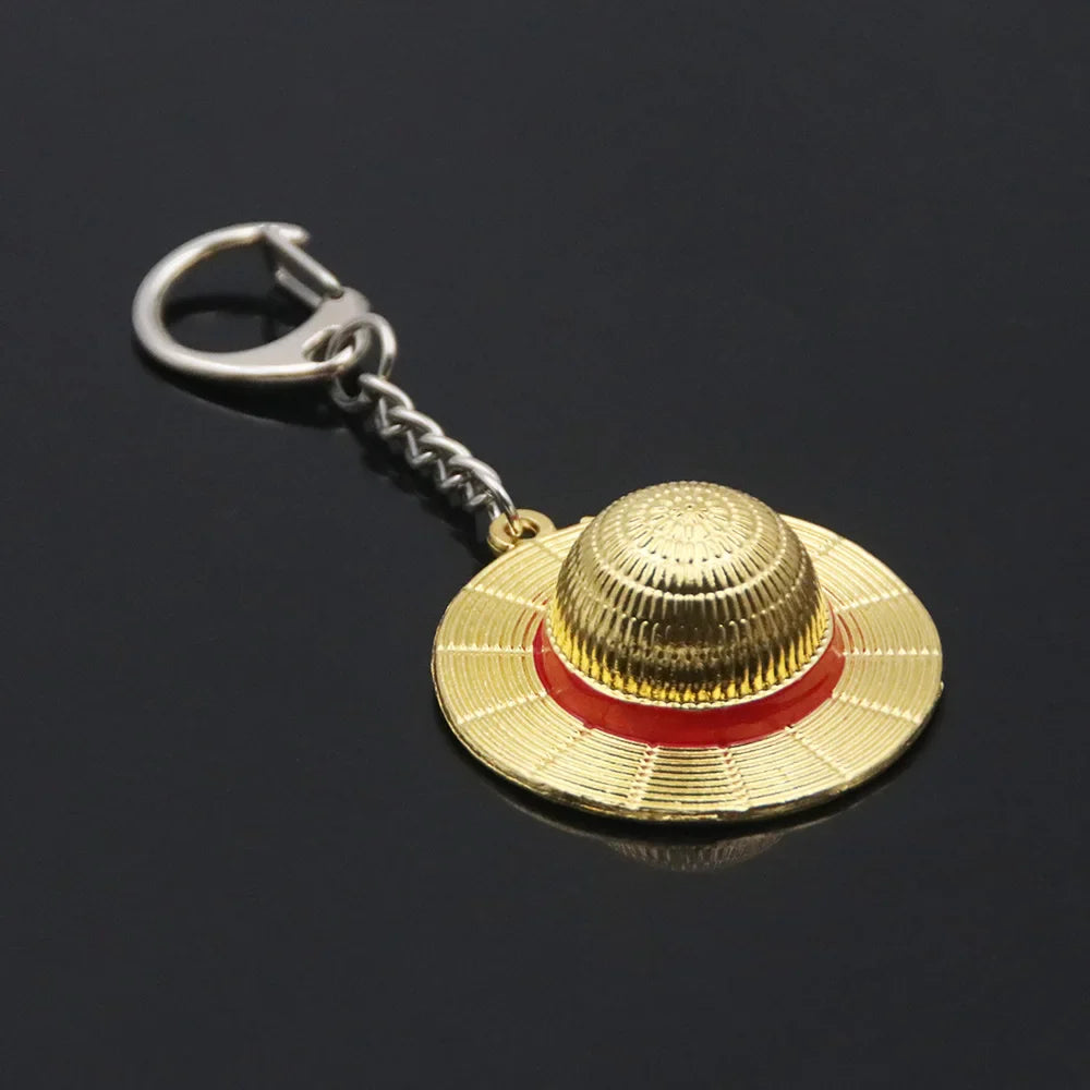 Straw Hat Metal Keychain