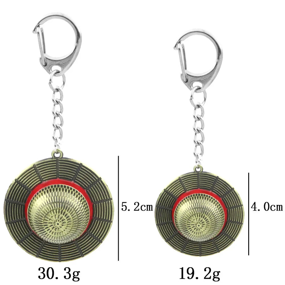 Straw Hat Metal Keychain